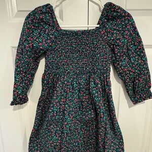 Crewcuts J Crew Floral Puff Sleeve Dress - Navy, Green and Pink